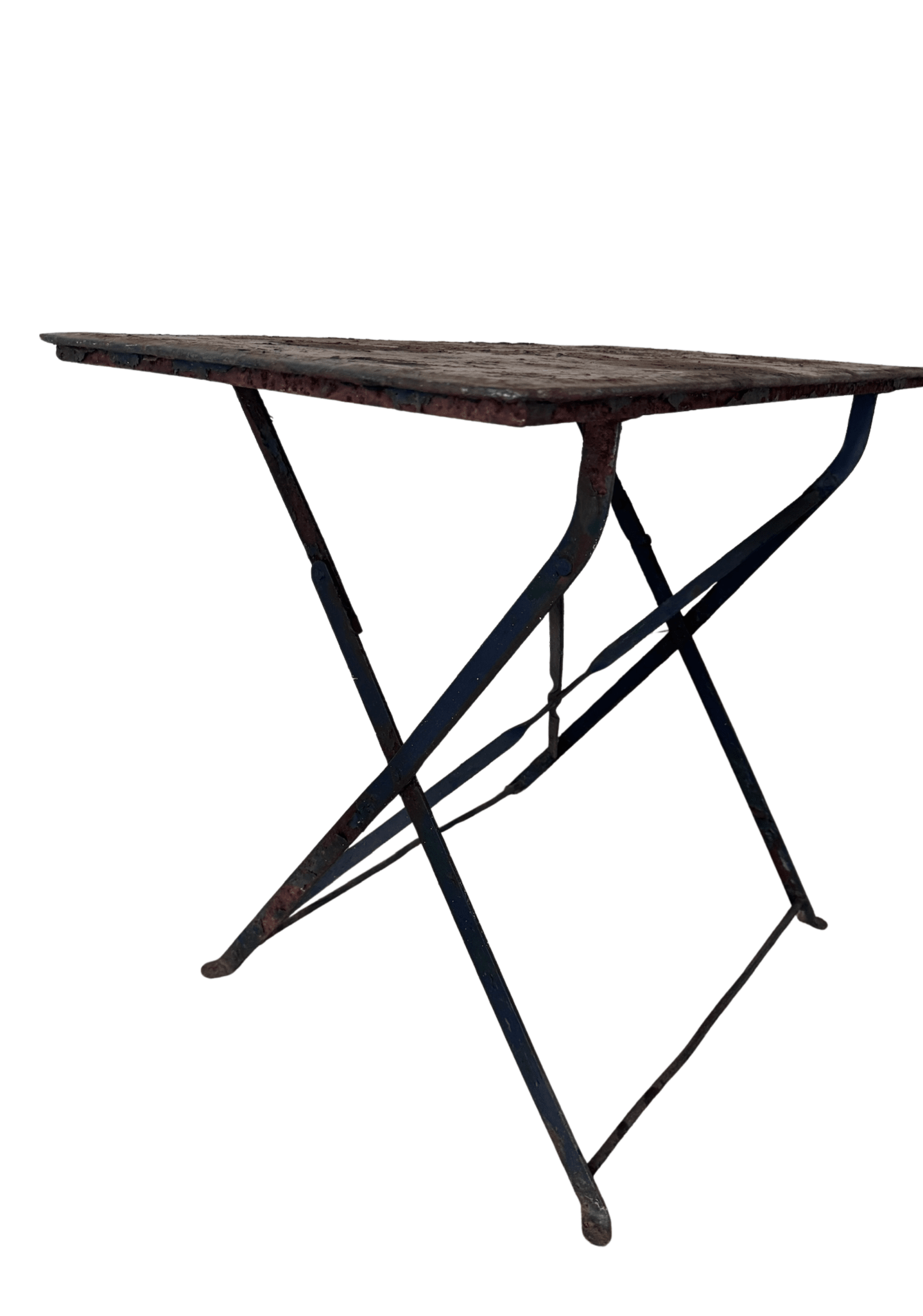 Vintage French Folding Garden Table, Blue Patina