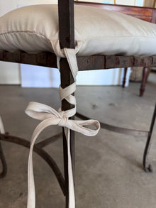 Vintage French Iron Garden Chairs with Cushions, Set of 4