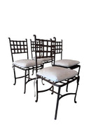 Vintage French Iron Garden Chairs with Cushions, Set of 4