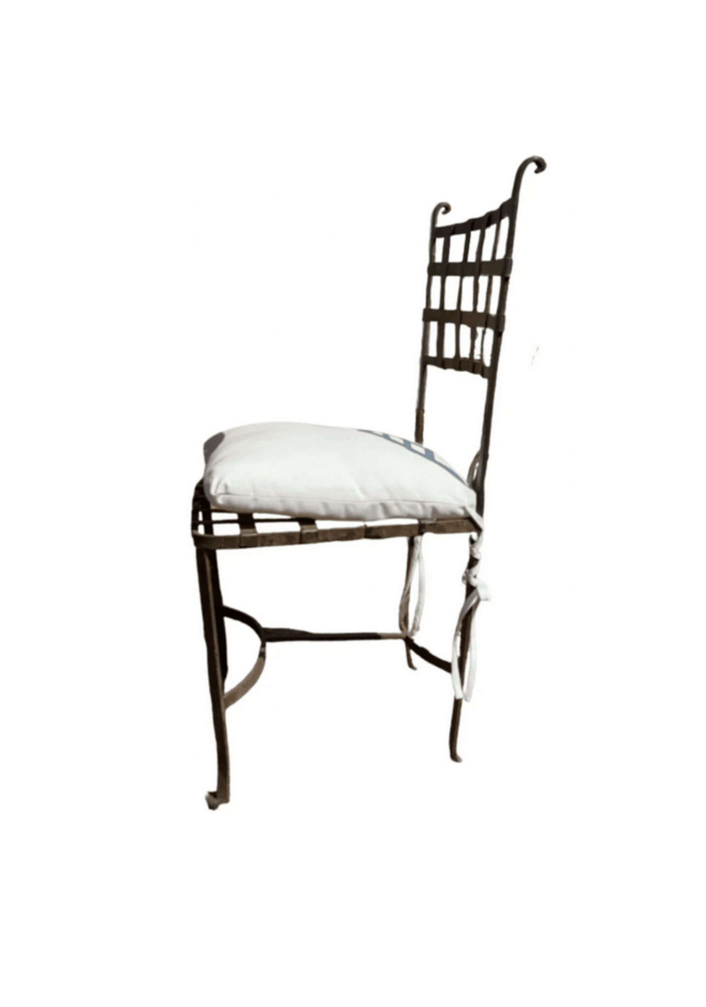 Vintage French Iron Garden Chairs with Cushions, Set of 4