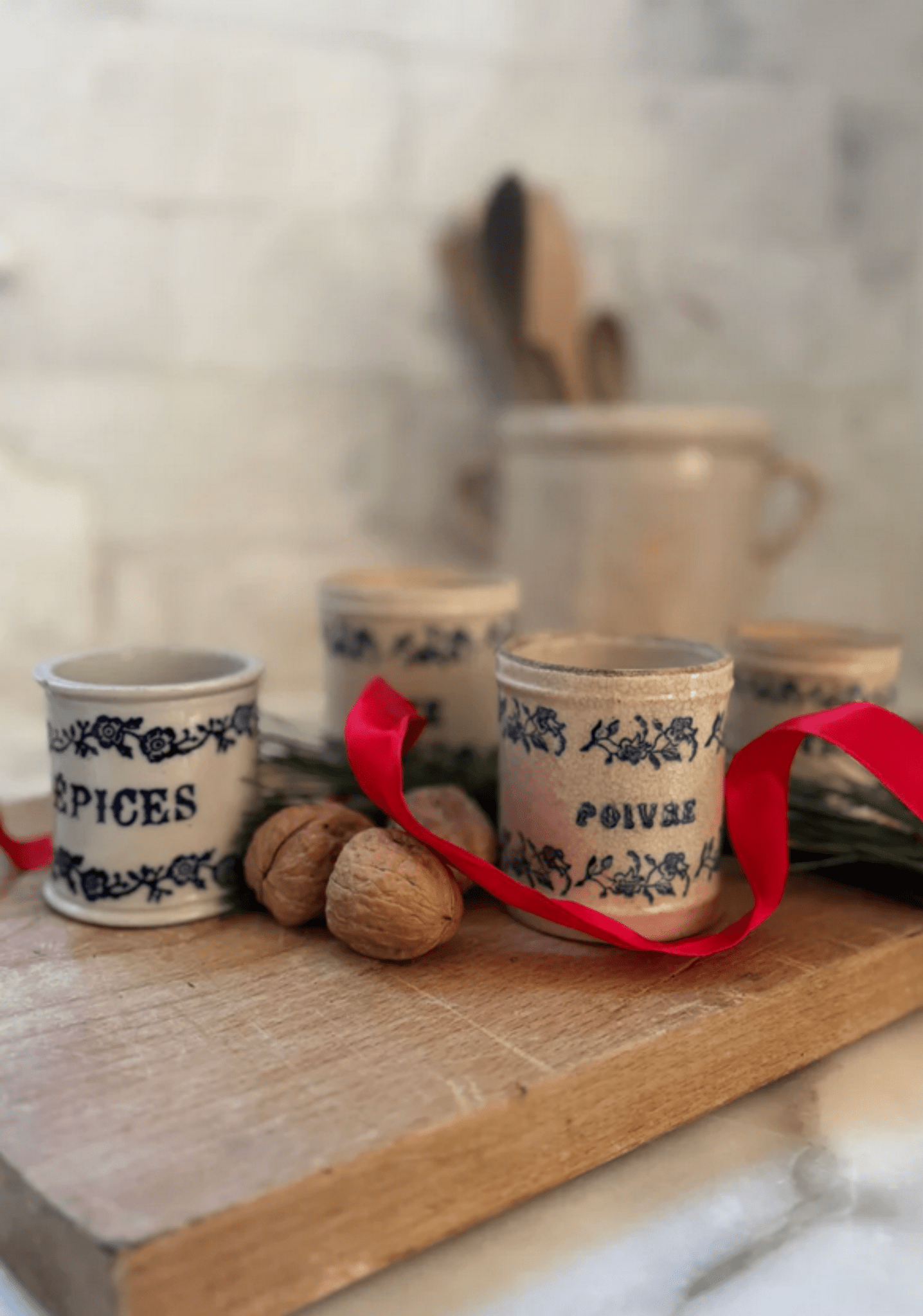 Vintage French Kitchen Canisters, Medium