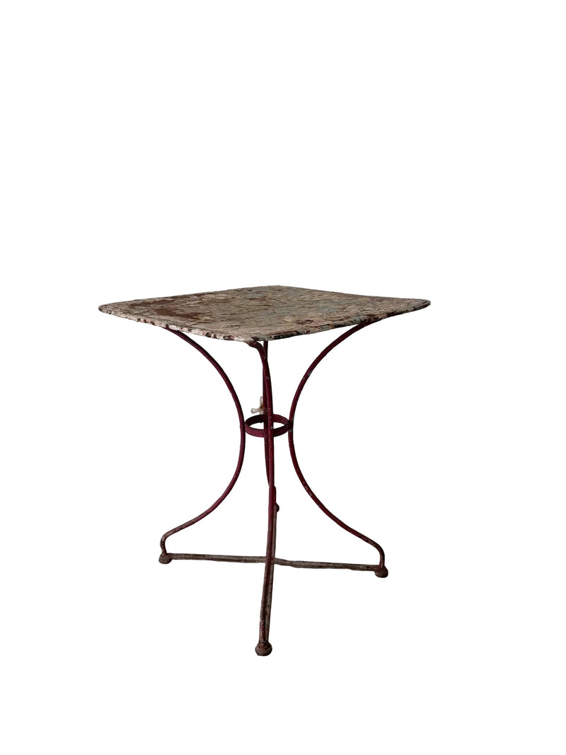 Vintage French Rectangular Folding Garden Table, Green Patina