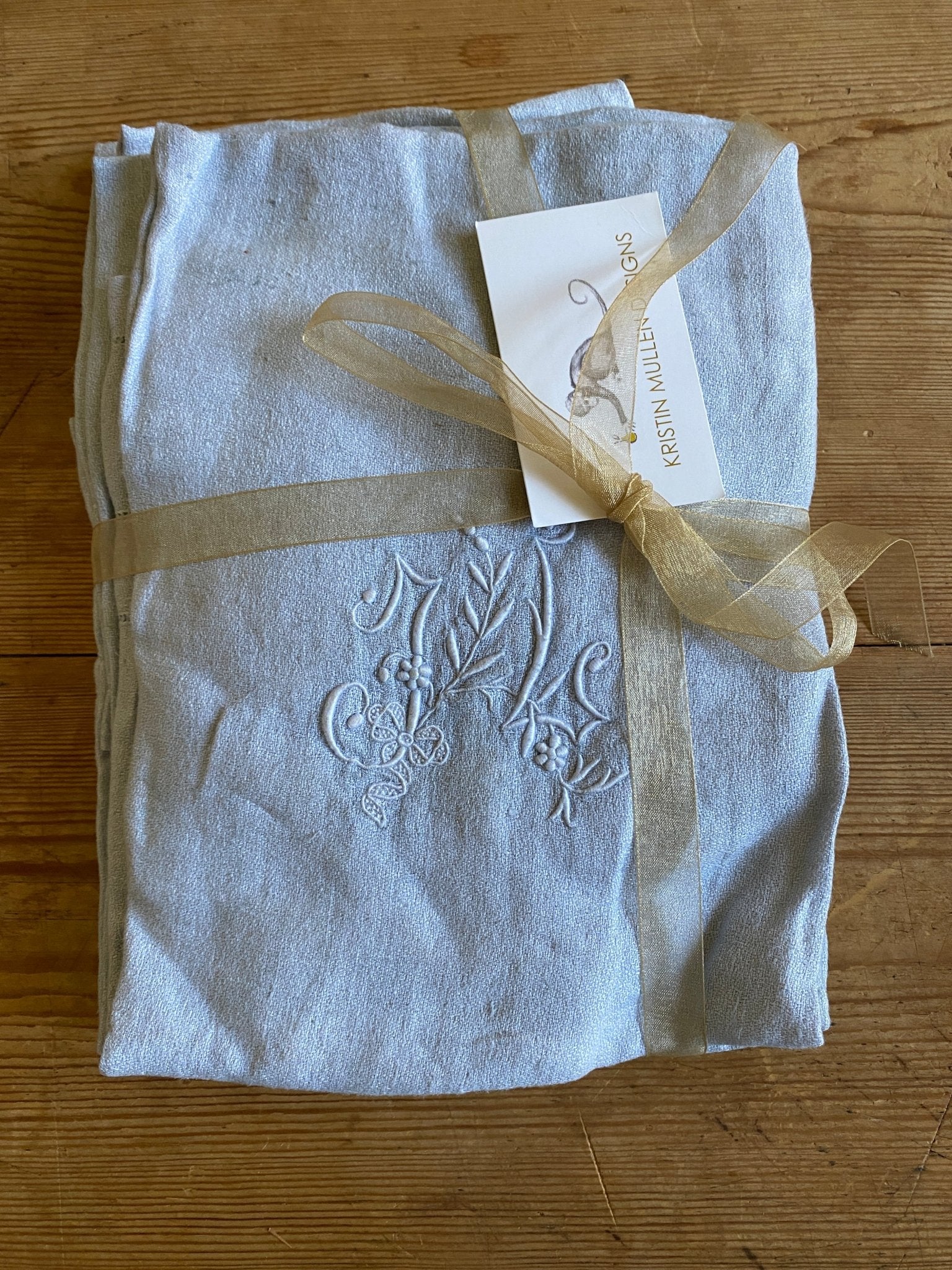 Vintage Hand-Dyed Monogrammed Napkin Set