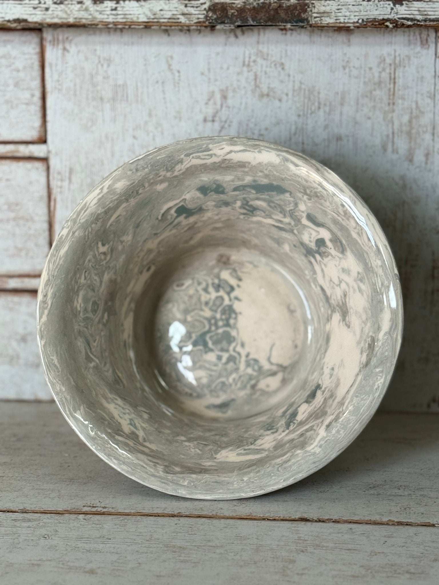 Vintage Marbelized Pichon d'Uzes Decorative Bowl