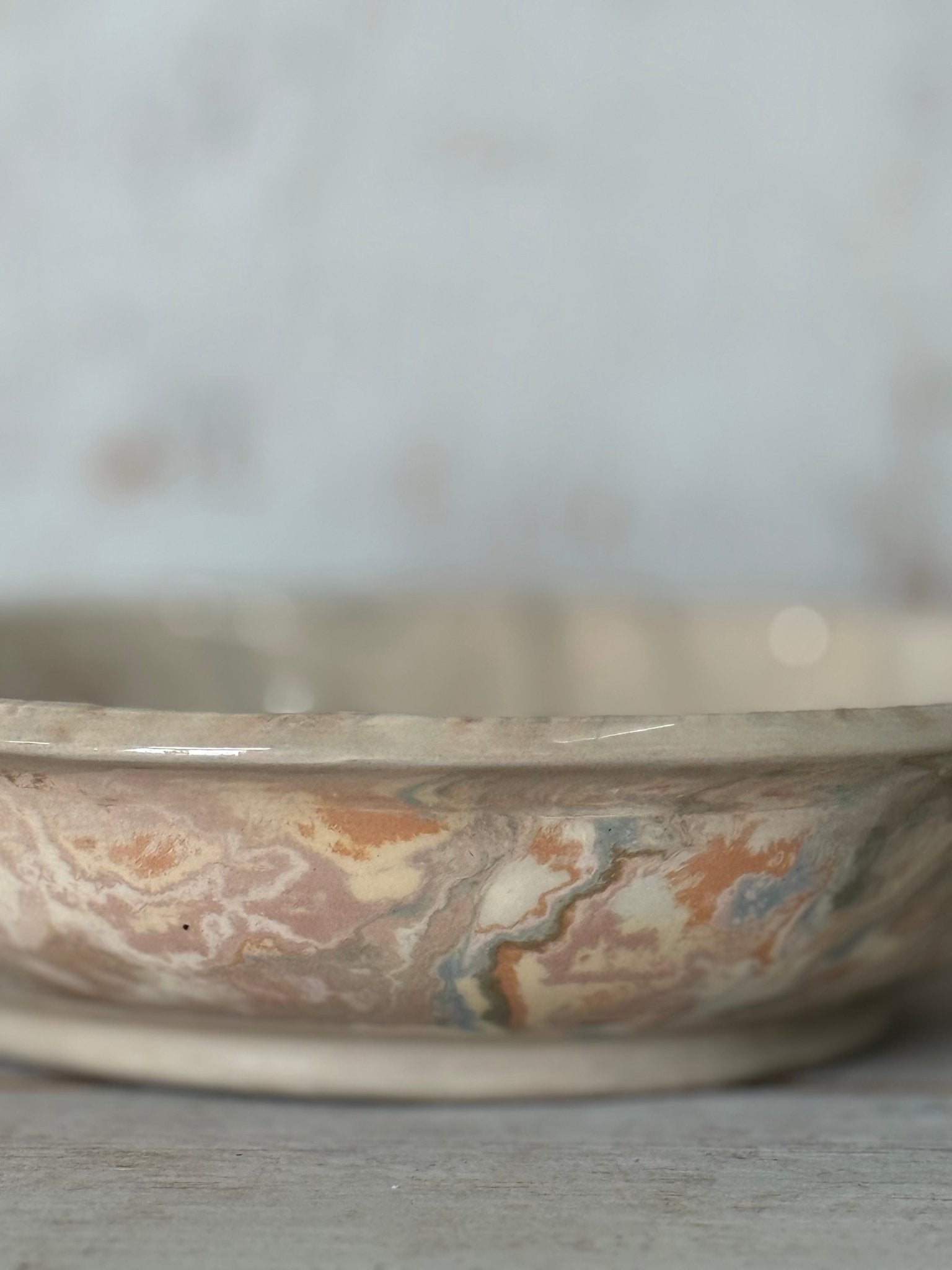 Vintage Marbelized Pichon d'Uzes Handled Bowl