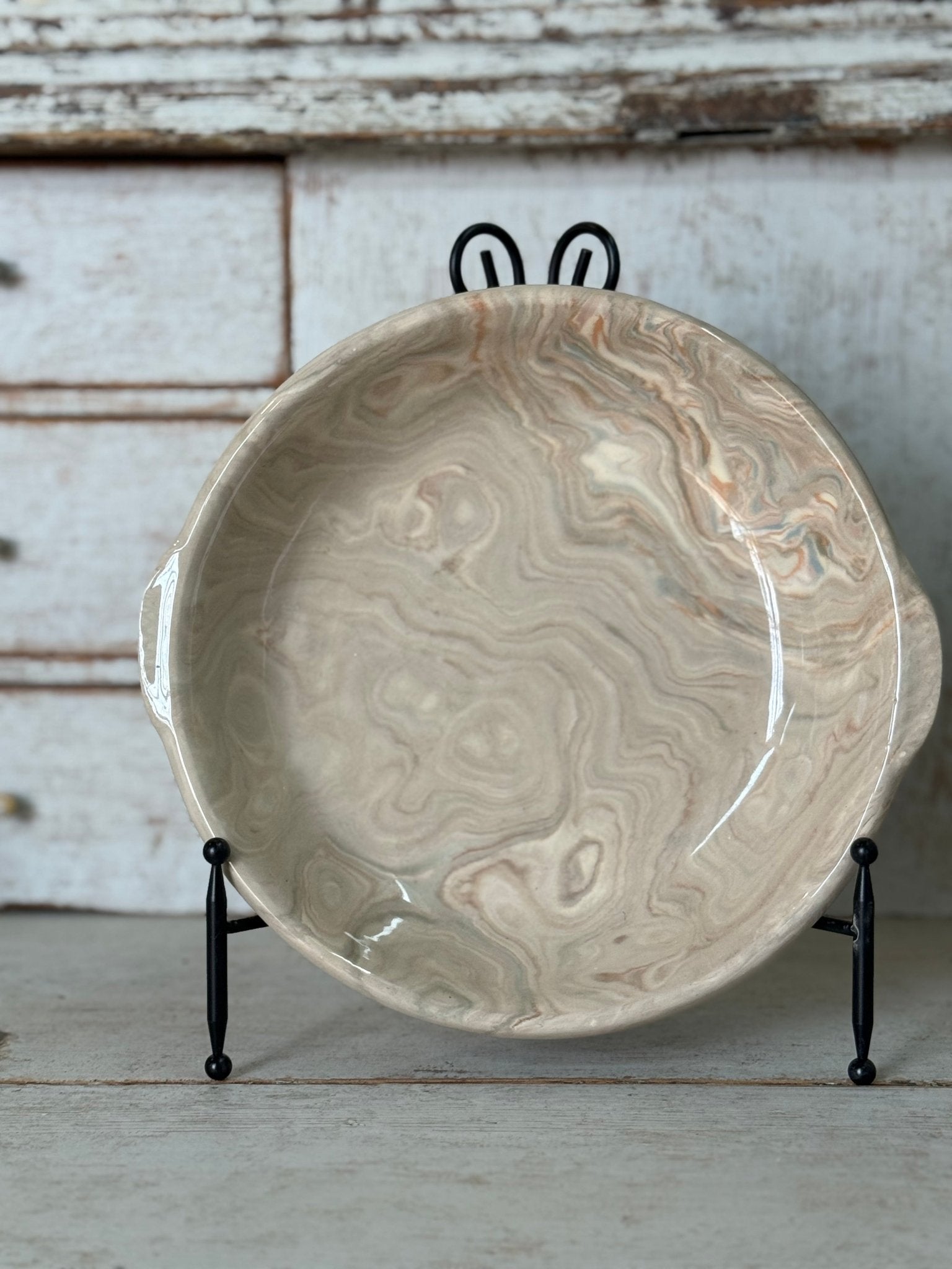Vintage Marbelized Pichon d'Uzes Handled Bowl