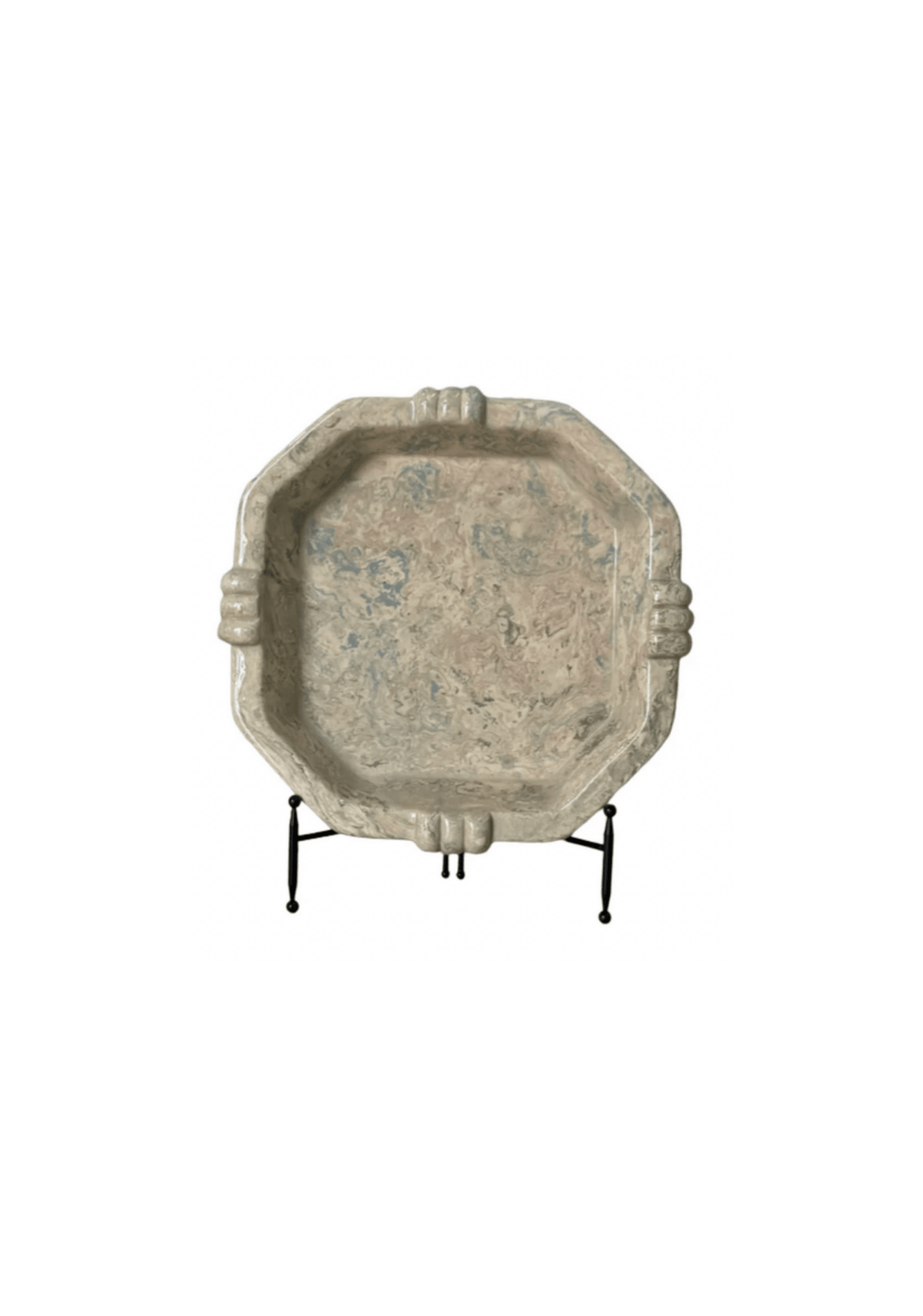 Vintage Marbelized Pichon d'Uzes Low Serving Bowl