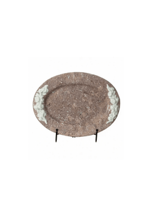 Vintage Marbelized Pichon d'Uzes Platter with Relief Carving