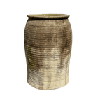 Vintage Spanish Olive Oil Jar with Ridged Detail