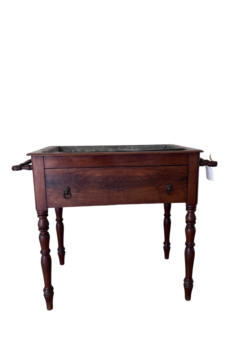 Antique French Mahogany Washstands With Zinc Pan