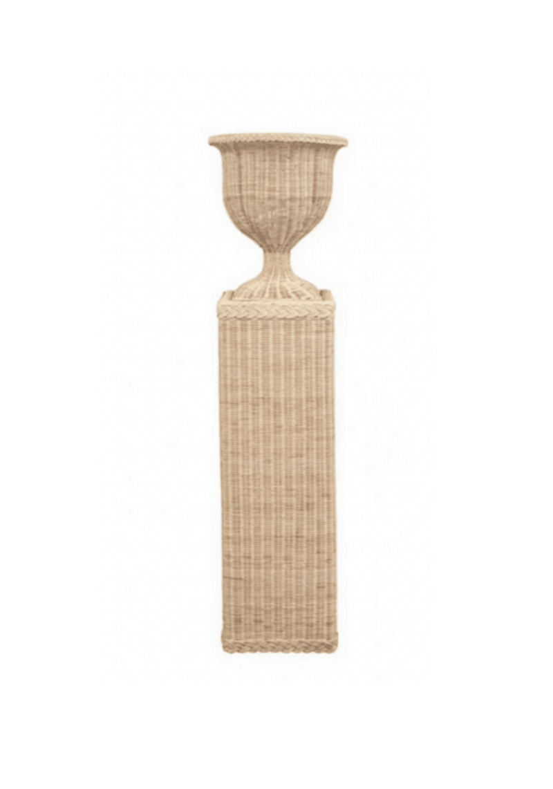 Wicker Neoclassical Urn and Pedestal